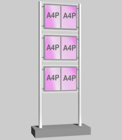 Freestanding Display with 3 x Double A4  Portrait Light Panels