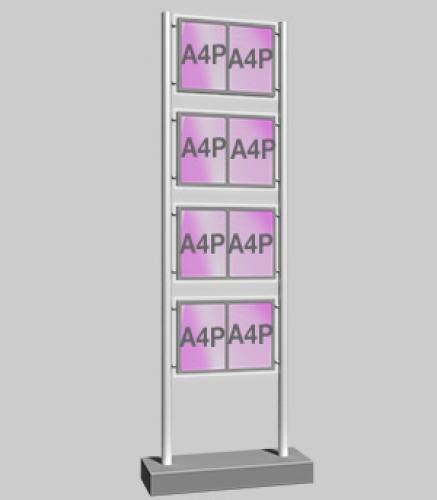 Freestanding Display with 4 x Double A4 Portrait Light Panels