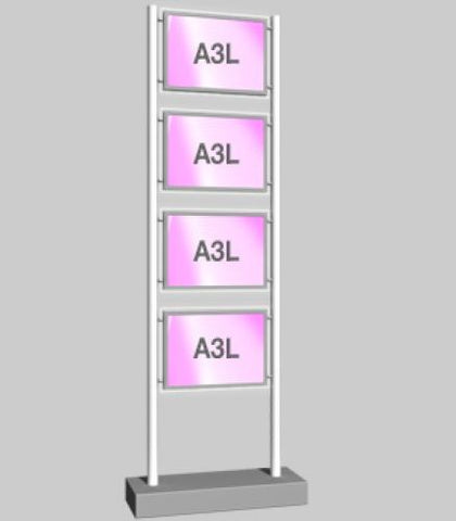 Freestanding Display with 4 x A3 Landscape Light Panels