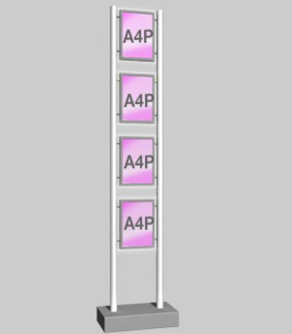 Freestanding Display with 4 x A4 Portrait Light Panels